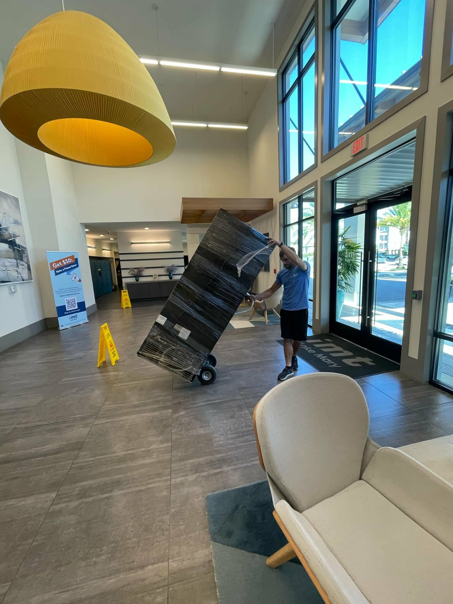 High-rise lobby move